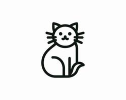 A black and white line drawing of a cat vector