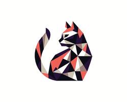 A geometric cat with a black and white background vector