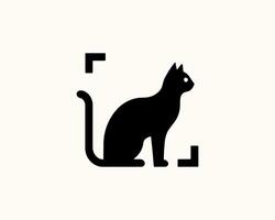 A black cat is sitting in a square frame vector