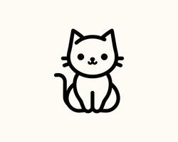 A black and white cat icon on a white background vector