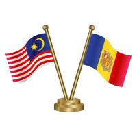 Malaysia and Andorra table flags. vector