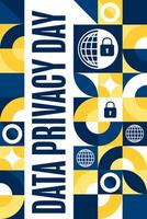 Data Privacy Day. January 28. Holiday concept. Template for background, banner, card, poster with text EPS10 illustration. vector