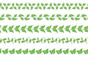 Spring leafy seamless borders set vector