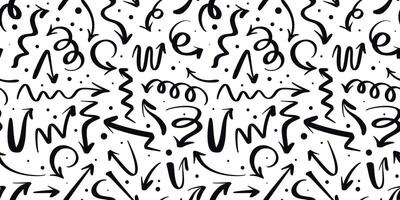 Print generic arrows in doodle style set vector