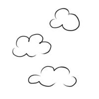 Sketch with clouds on isolated background. Hand drawn set with overcast in line art style for sign, design, print, paper, card, logo. Weather, mood, nature vector