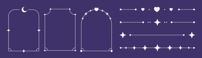 Line abstract dividers, shapes and lines, frames, decorative graphic elements. sticker set, print, tattoo collection. vector