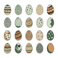 Set of colored easter eggs, leopard print, earth natural colors illustration. Collection of colorful easter eggs vector