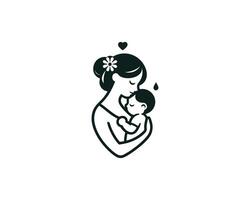 Mother and child icon illustration vector