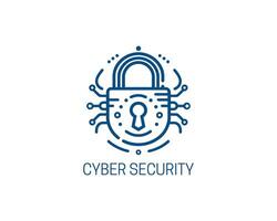 Cyber security logo with lock and key vector