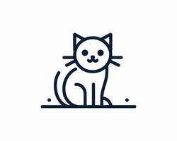 A cat is sitting on the ground in a line vector