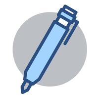 Blue marker icon on gray circle background for writing design vector
