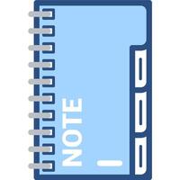 Blue Note Taking Notebook Icon with Spiral Binding and Dividers vector