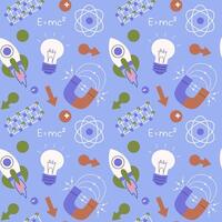 Seamless pattern with physics and science symbols vector