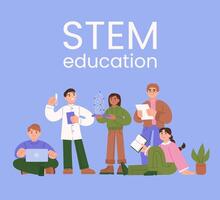 STEM education students working on projects vector