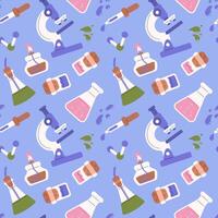 Seamless pattern with colorful science equipment vector