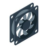 Isometric computer fan. Computer fan cooler. Isometric of PC case fan. Computer hardware components. illustration vector