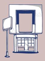 A simple drawing of a store with a sign vector