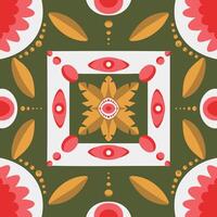 Decorative Floral Pattern with Geometric Elements vector