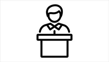 Public Speaker Icon. Podium Presentation. Conference Speech Silhouette. vector