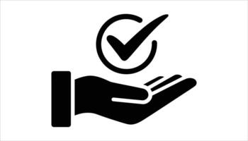Hand with Check Mark Icon. vector