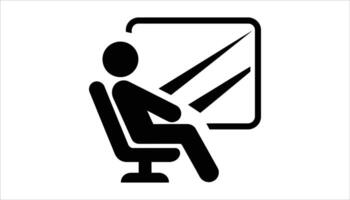 Office Work Icon with Person at Desk vector