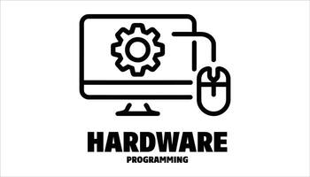 Hardware Programming Icon. Computer and Gear Symbol. vector