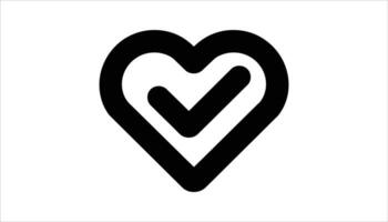Heart with Check Mark Icon. Love and Approval Symbol vector