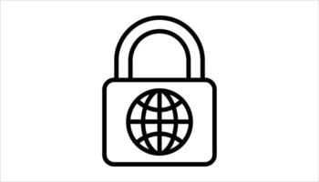Cybersecurity Icon. World Globe Inside Lock for Data Protection vector