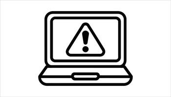 Warning Icon on Laptop Screen. Cybersecurity and Alert Concept vector