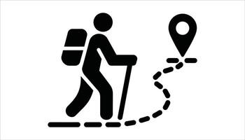 Hiker with Trail and Map Pin Icon vector