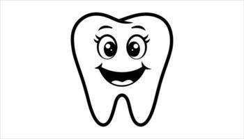 Cute Cartoon Tooth with Smiling Face for Dental Care. vector
