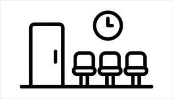 Waiting Room with Clock and Chairs vector