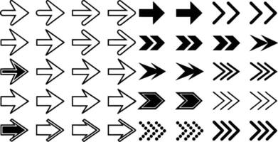 Black Icons Set Of Big Pointer Modern Arrows Of Concept For Web Design, Mobile Apps, User Interface And More Illustration Isolated on White Background. vector