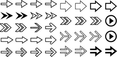 Big Black Pointer Arrows Icon Set. Modern Arrows Set Flat Different Arrows Collection Of Concept For Web Design, Mobile Apps, User Interface And More Illustration Isolated on White Background vector