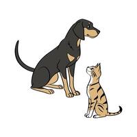 Charming Coonhound and Manx Cat Design vector