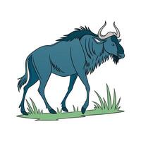 Blue Wildebeest on White Background vector