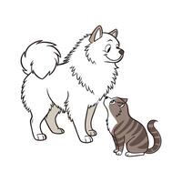 Adorable Chow Chow and Manx Cat Graphic vector