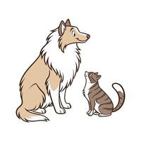 Charming Collie and Manx Cat Design vector
