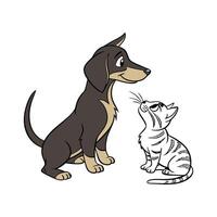 Charming Dachshund and Manx Cat Design vector