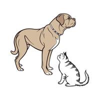 Charming Canine and Feline on Clean Canvas vector