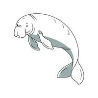 Elegant Dugong Swimming on Clean Canvas vector