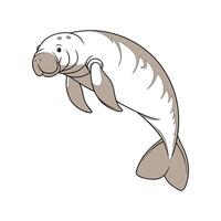 Graceful Dugong on a White Background vector
