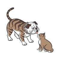 Charming Bulldog and Manx Cat Duo vector