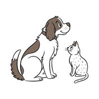 Charming Springer Spaniel with Manx Cat Duo vector