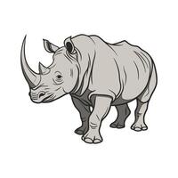 Imposing Greater OneHorned Rhino on White Background vector