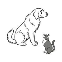 Charming Great Pyrenees with Manx Cat vector