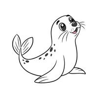 Adorable Harp Seal Posed on White Background vector