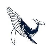 Dynamic Humpback Whale on Clean White Surface vector