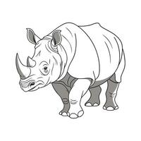 Elegant Indian Rhino Displayed on White Canvas vector