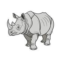 Dynamic Indian Rhino on White Surface vector